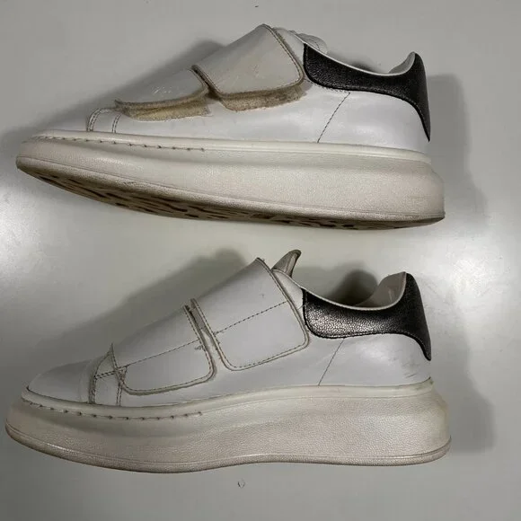 Alexander McQueen Oversized Double Strap White Leather Sneakers size EU 36 1/2 - Picture 10 of 12